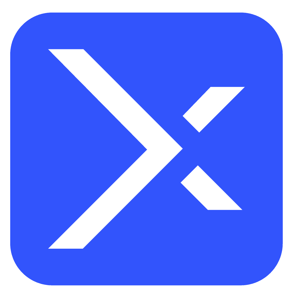 White symbol on blue field logo